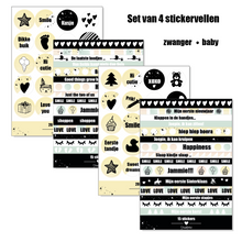 Afbeelding in Gallery-weergave laden, Stickervel -set van 4 zwanger & baby - GEEL