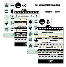 Afbeelding in Gallery-weergave laden, Stickervel -set van 4 zwanger & baby - MINT