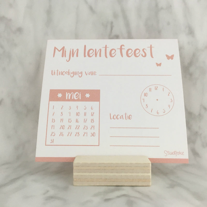 Uitnodiging Lentefeest ROOS (Set van 5 stuks)