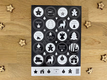 Afbeelding in Gallery-weergave laden, Stickervel Kerstmis wit-zwart
